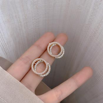 360Home Silber pin Perle luftige Vintage Ohrringe E2476 gold